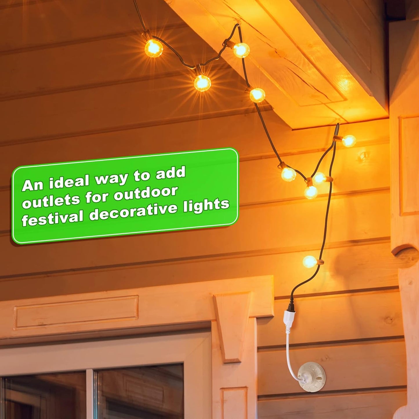 Feekoon 2 Pack 3 Outlet Light Socket Adapter, Convert E26/E27 Bulb Socket to 3 Prong Outlet with Extension Cord, Light Bulb Plug Adapter Converter Suitable for Outdoor Porch Garage Patio Use (White)