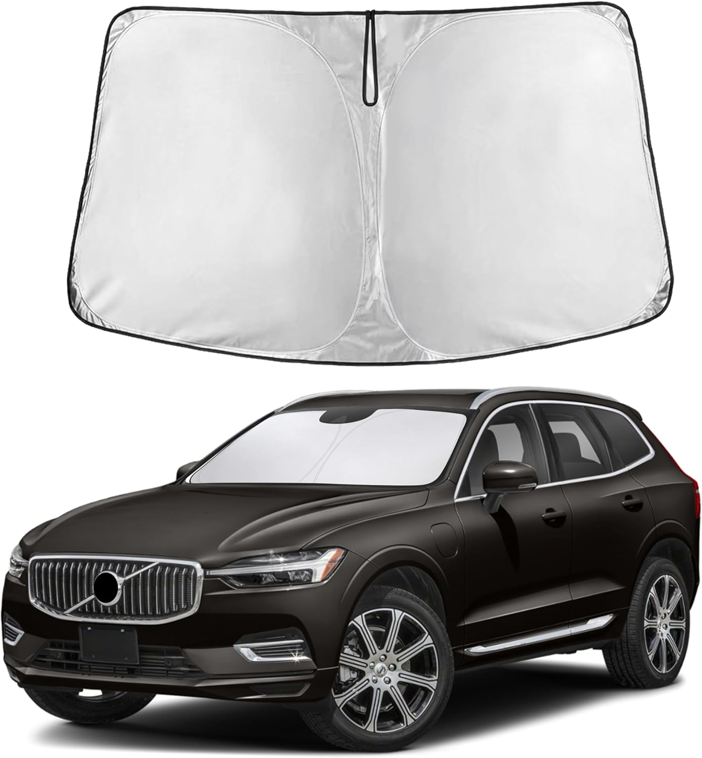 Econour Custom Fit Windshield Sun Shade for 2018-2025 2026 Volvo XC60 Accessories Sunshade Window Sun Visor Protector Foldable Blocks UV Rays Keep Your Car Cooler