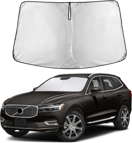 Econour Custom Fit Windshield Sun Shade for 2018-2025 2026 Volvo XC60 Accessories Sunshade Window Sun Visor Protector Foldable Blocks UV Rays Keep Your Car Cooler