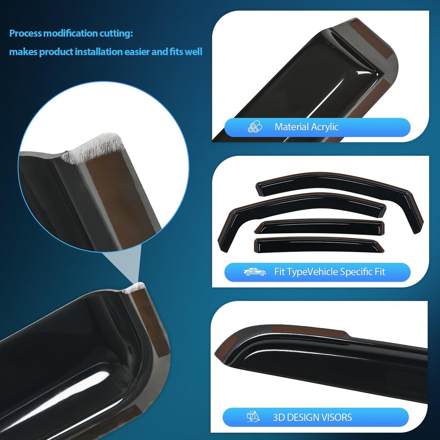 Nilight in-Channel Rain Guards for Hyundai Elantra 2021 2022 2023 2024 2025, Vent Window Visors, Original Window Deflectors-4PCS