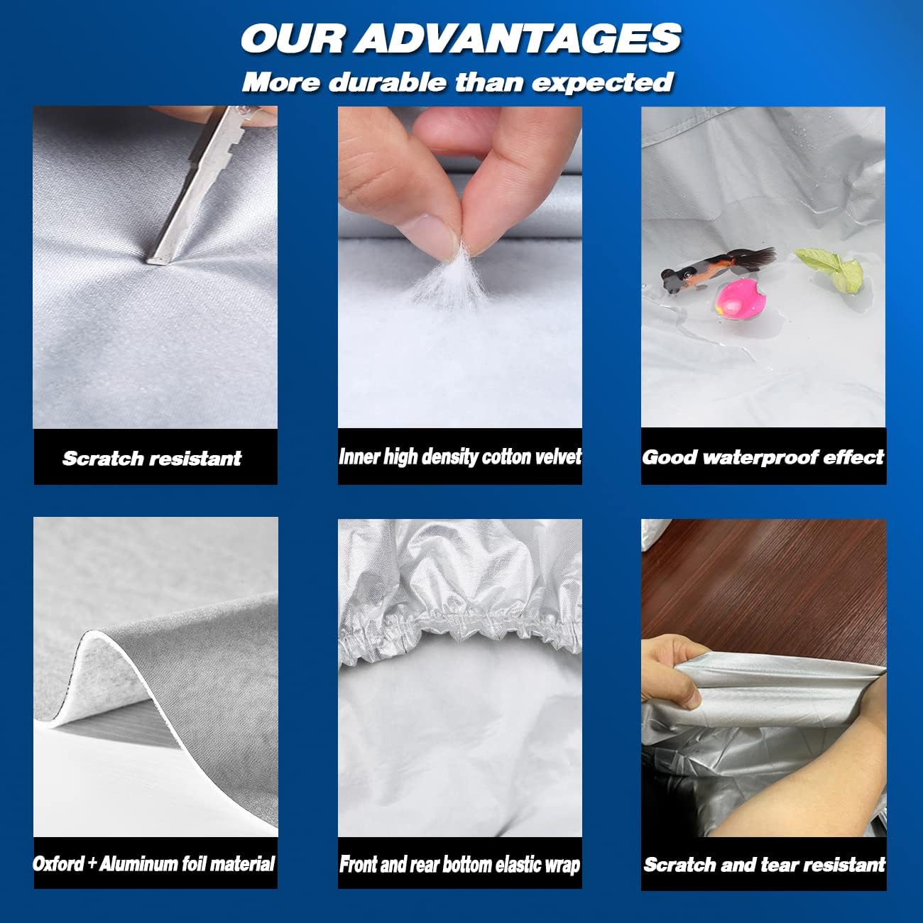 TUCAREST 6 Layers Full Car Cover for Sedan/Wagon/Coupe/Hatchback - Waterproof, Insulated, Anti-UV, Snow-Proof, Anti-Wind, All-Weather, Thickened Protection, up to 191 in