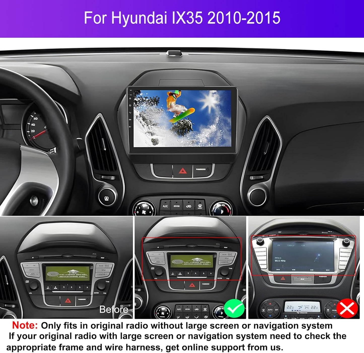 SIXTOP 1+32G Android Car Stereo for Hyundai Tucson IX35 2010 2011 2012 2013 2014 2015 Head Unit 10.1 inch Touch Screen Multimedia Player GPS Bluetooth WiFi FM Mirror Link Split Screen Rear Camera&Mic