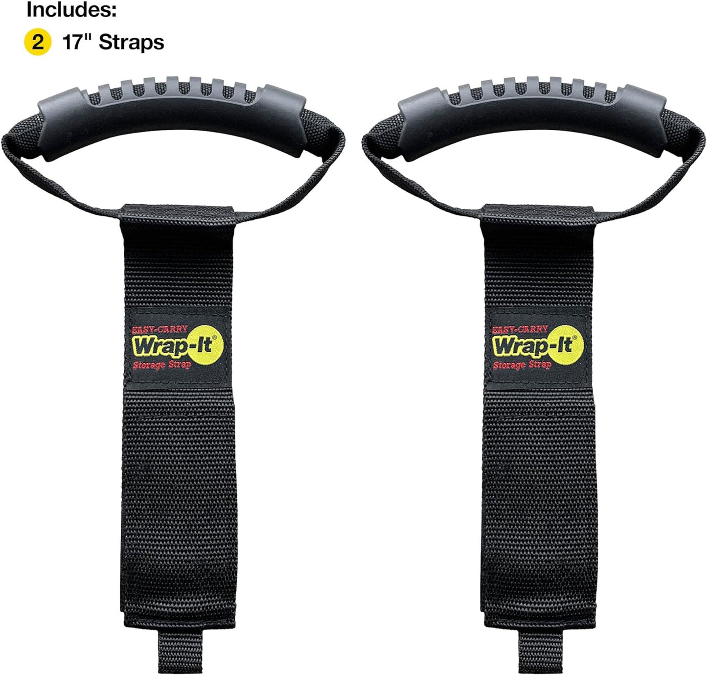 Easy-Carry Wrap-It Storage Straps - 17" (2-Pack) – Heavy-Duty Hook and Loop Cord Carrying Strap, Hanger, and Organizer with Handle for Pool Hoses, Garden Hoses, Cables, and Dad Gift Ideas…