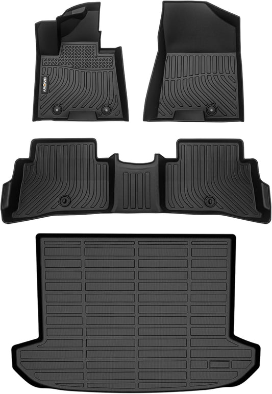 GINOWY-Floor Mats & Cargo Liner Set for Kia Sportage 2017-2022, TPE All Weather Protection Sportage Car Mats, Anti-Slip Trunk Mat Waterproof Floor Liners Sportage Accessories Mats, Black