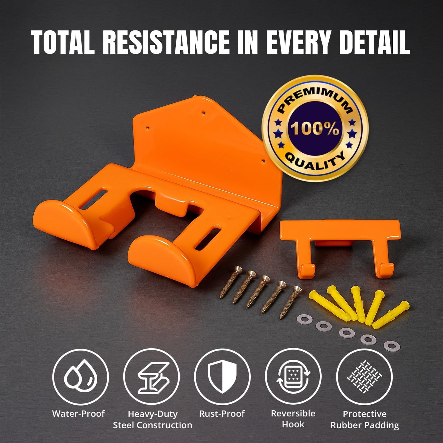 Weed Eater Hanger with Extra Hook for Harness Strap & Accessories, Heavy Duty Trimmer Rack, Wall Mount Garage Storage & Shed Organizer for Grass Trimmer, Hedge Trimmer, Leaf Blower,Multi-Purpose-1Pack