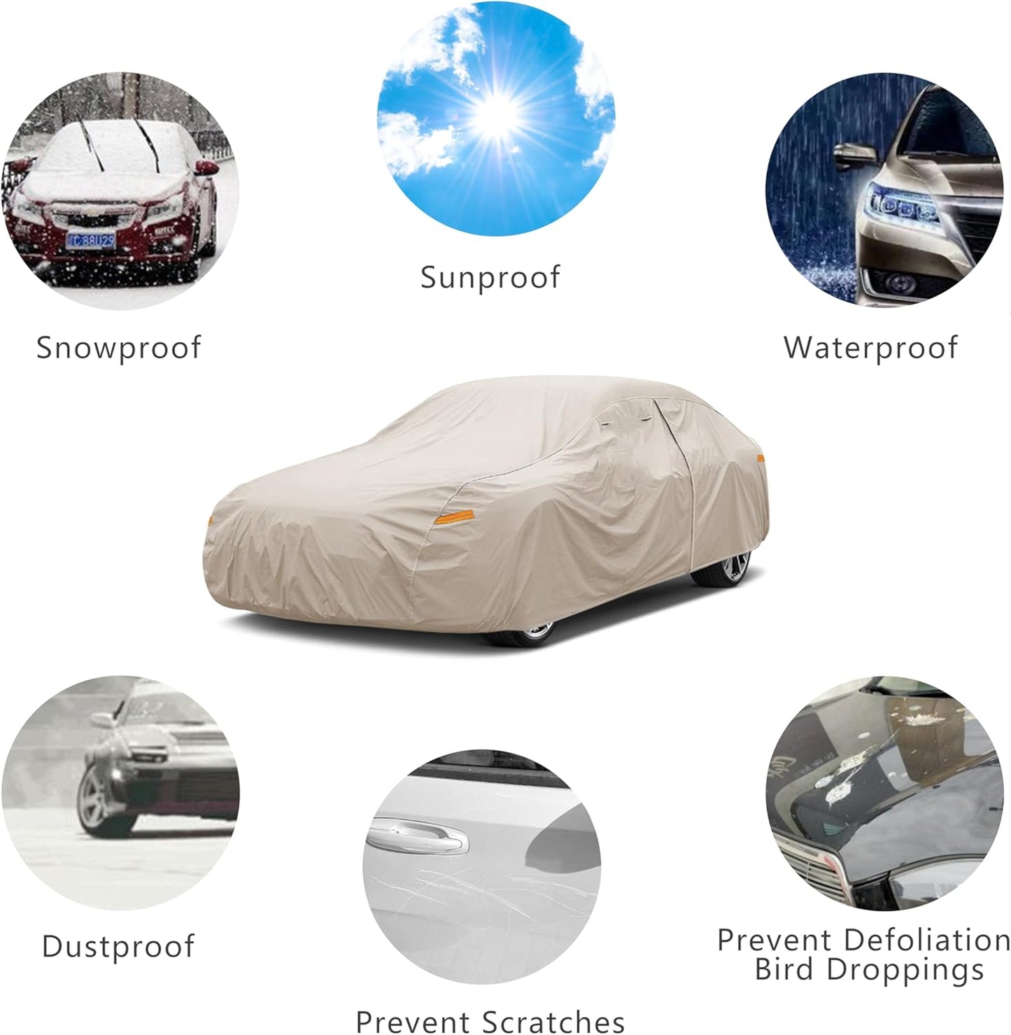 Heavy Duty Outdoor Car Cover Custom Fit for Toyota Prius,Windproof All Weather Waterproof Sun Rain UV Dust Snow Protection Outdoor Car Covers