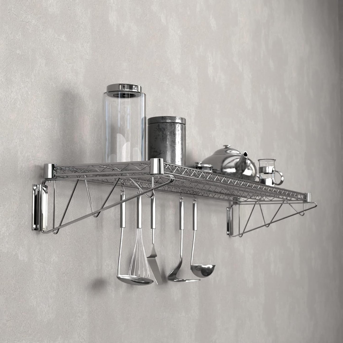 14" x 60" Chrome Wire Wall Mount Shelf