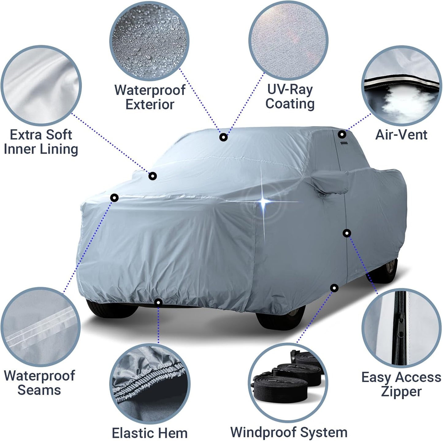 iCarCover Fits 1997-2004 Dakota Quad Cab, 5.3 ft Short Bed Dodge Truck Cover Automobiles Form-Fit Padded Full Exterior Waterproof Automobiles Protection Covers
