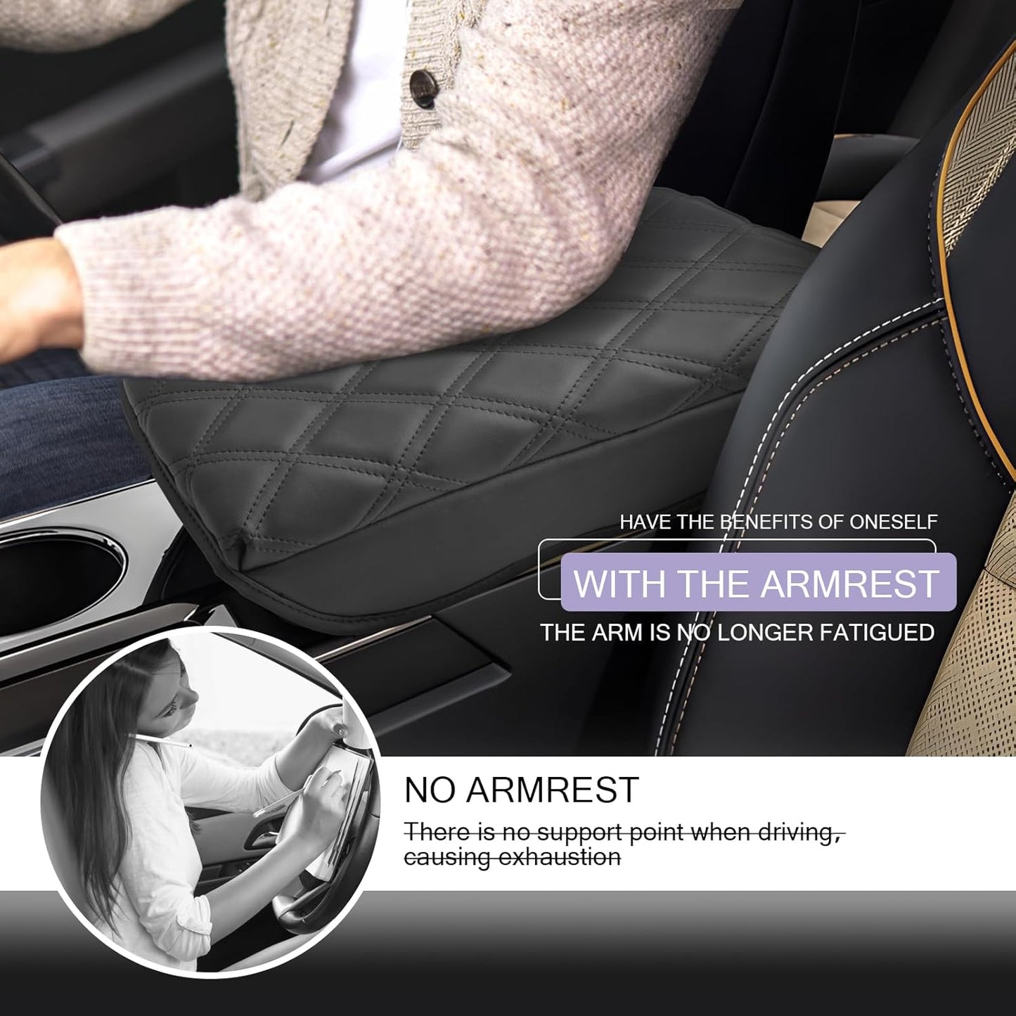 LUWU Center Console Cover Compatible with 2025 Chevrolet Equinox Accessories 2025 Equinox Armrest Cover Center Console Pad 2025 Equinox LT, ACTIV, RS Armrest Console Cover Soft Leather (Black C)