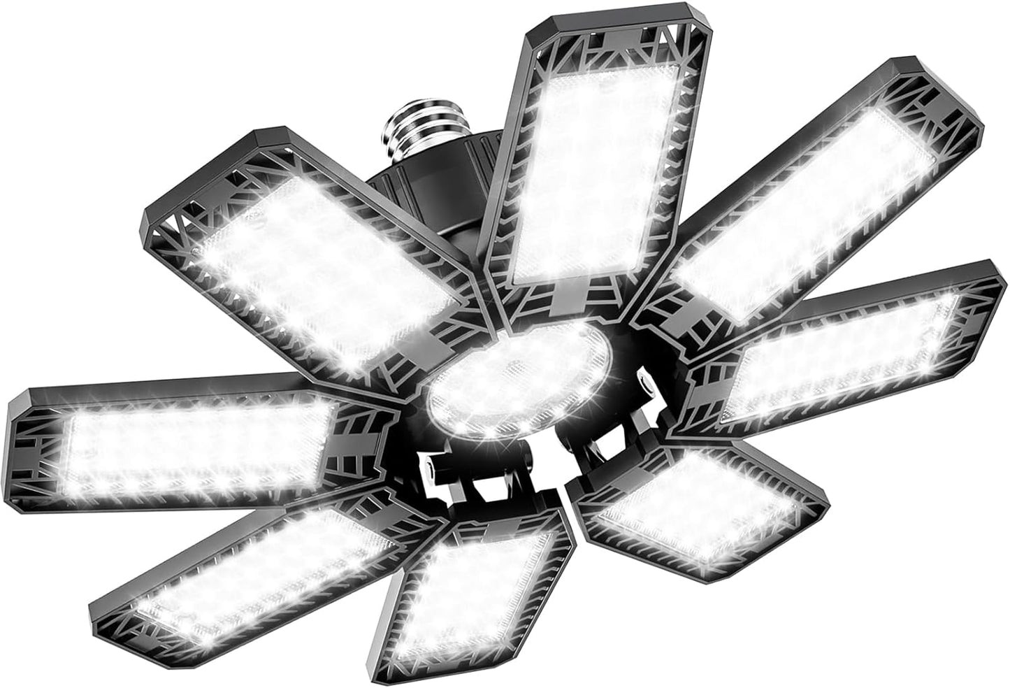 Garage Light - 240W 24000LM 6500K Garage Lights Ceiling LED with 8+1 Deformable Panels, E26/E27 Screw Socket in LED Shop Light for Workshop, Basement, Gym, Barn, Warehouse etc Bay Lighting