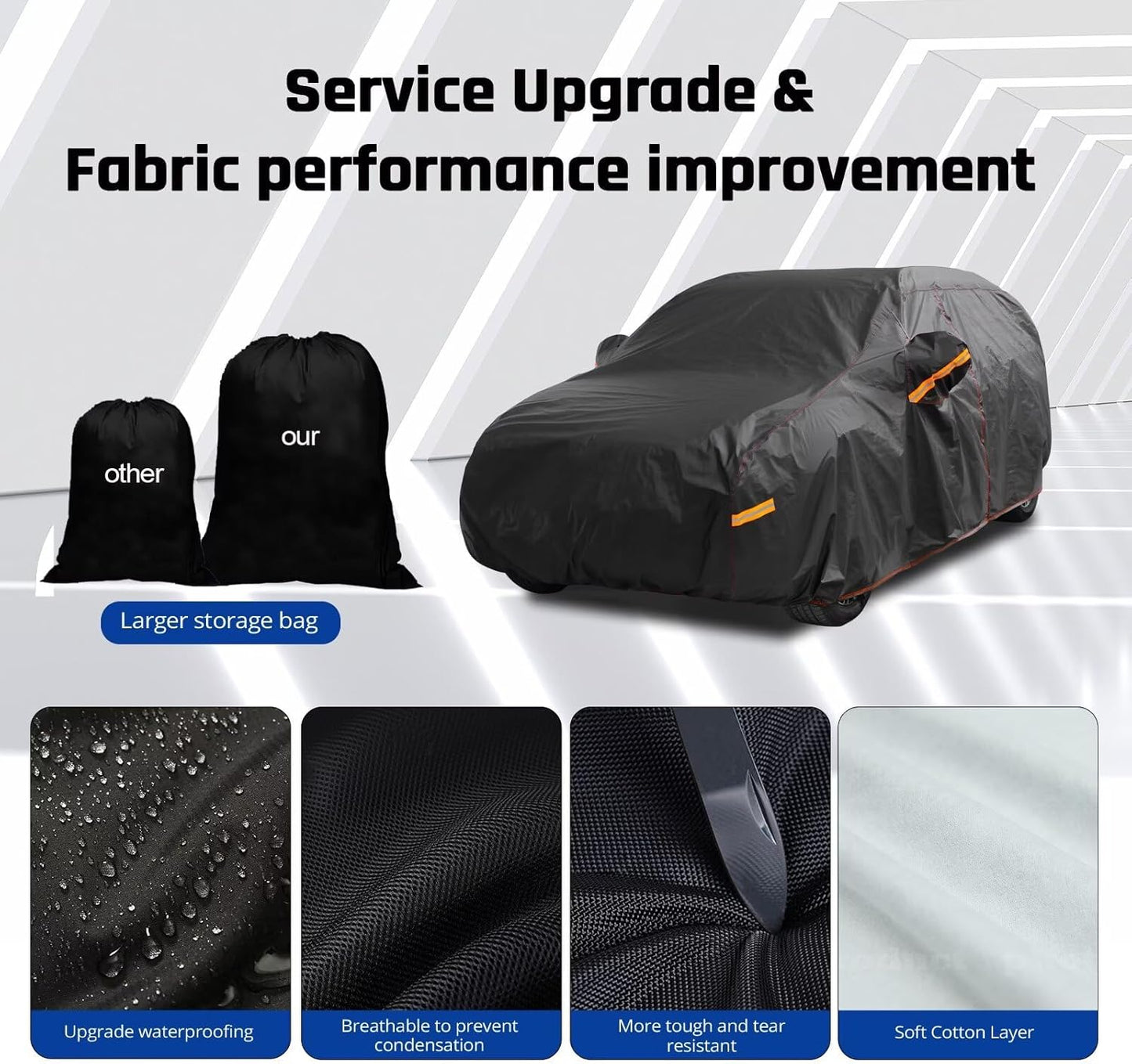 6 Layer Heavy Duty SUV Car Cover Waterproof All Weather Protection with Cotton Liner, Universal Fit Toyota RAV4, Honda CRV, Tesla Model Y, Audi Q5, Nissan Rogue, Mazda CX-5, Kia Sorento