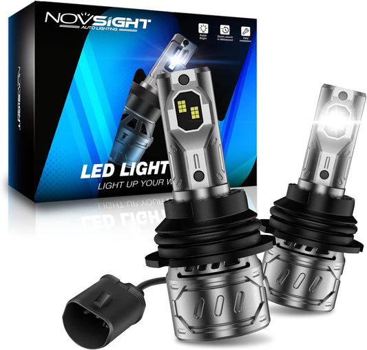 NOVSIGHT 9004/HB1 Bulbs Upgraded, 400% Brightness 9004 Fog Bulbs, Quick Installation HB1, Pack of 2
