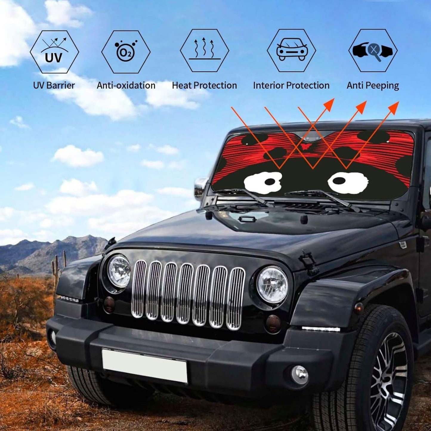 Cute Coccinellidae Car Sun Shade Windshield Sunshade Foldable Front Window Shield Cover for Truck SUV