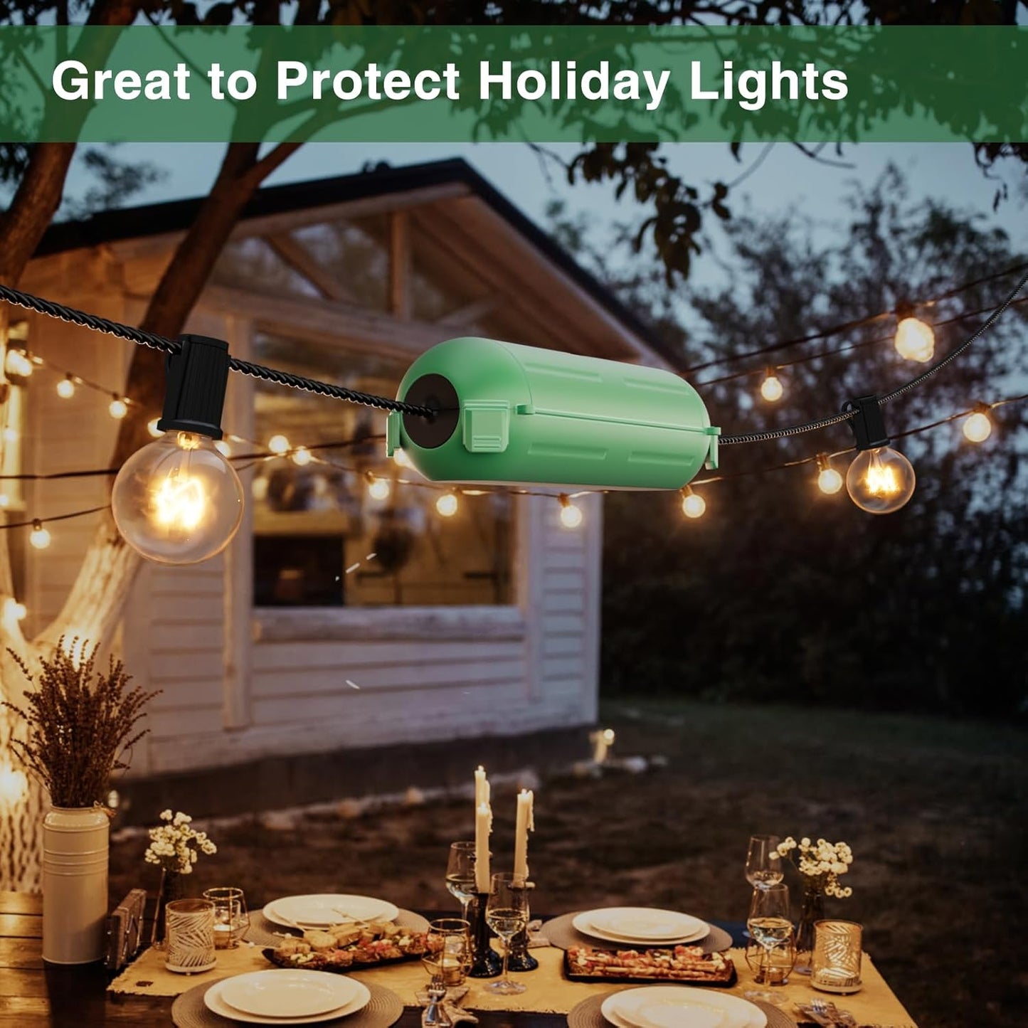 Flemoon [3 Pack] Outdoor Extension Cord Safety Cover, IP44 Weatherproof Electrical Box to Protect Outdoor Outlet, Plug, Socket, Halloween, Christmas Holiday Decoration Light, Green