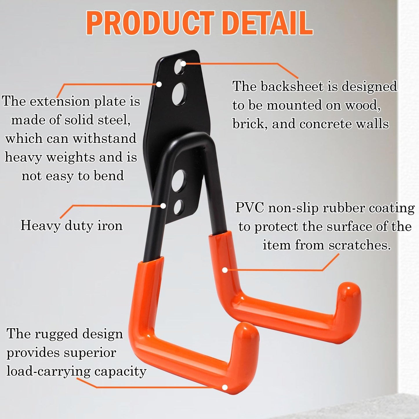 vivicreate 10 Pack Heavy Duty Garage Hooks Wall Mounted Steel Utility Storage Hooks for Tools Ladders Bikes Cables Equipment Organizer for Garage Taller Sótano Ganchos de Almacenamiento