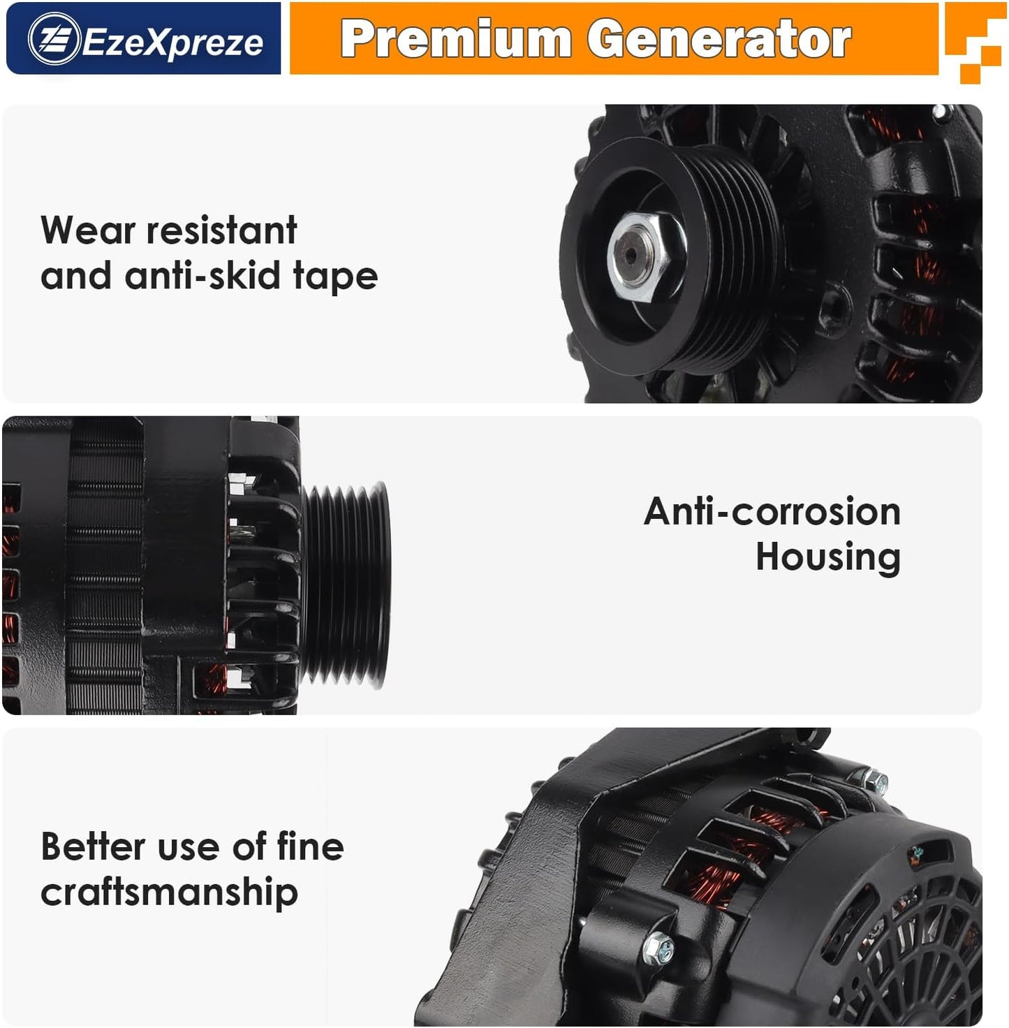 Ezexpreze Alternator Replacement for 99-07 Chevrolet Silverado 1500, 02-06 Avalanche, 99-07 GMC Sierra 1500,03-06 Envoy, 00-04 Yukon 4.3 5.3 6.0 8.1L, 02-04 Cadillac Escalade 160A 40012204