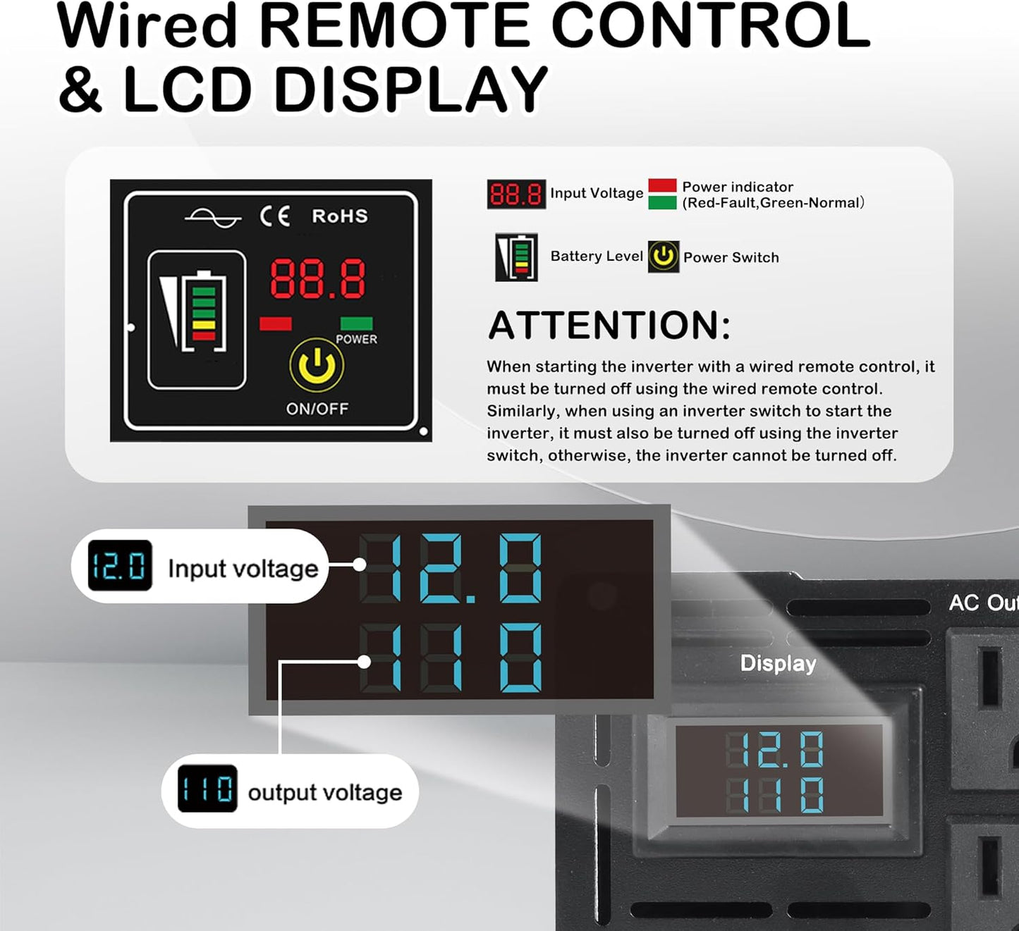 2AC 1000W Pure Sine Wave Inverter, Convert DC 12V to AC 110V 120V, 18W USB, and 30W Type-C Charging Ports, Car Solar Power Inverters for Truck, Home, Vehicles, RV