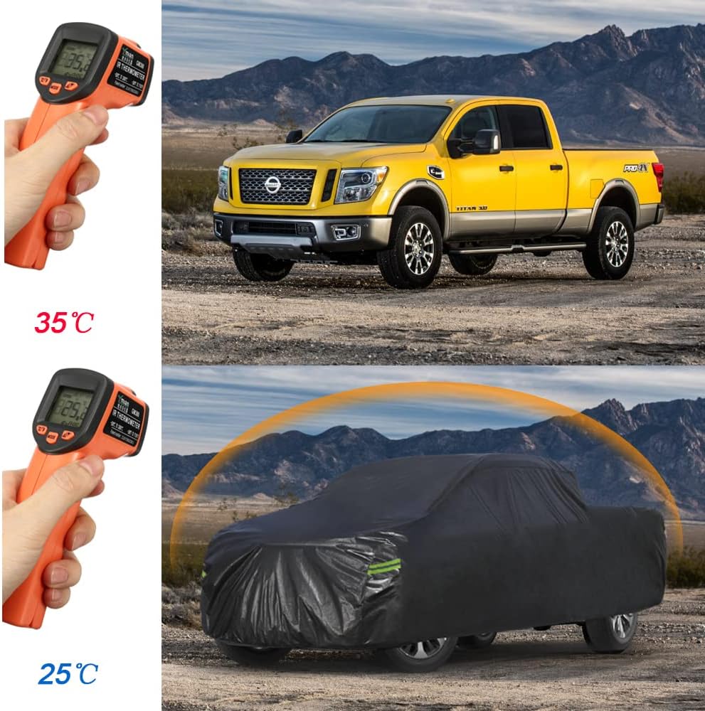KouKou Truck Cover Waterproof All Weather, 7 Layers Heavy Duty Pickup Truck Cover Outdoor Length from 243 to 250 inches,Universal Fit SuperCrew Bed Ford F150 F250 F350,Nissan Titan,Toyota Tundra ect.