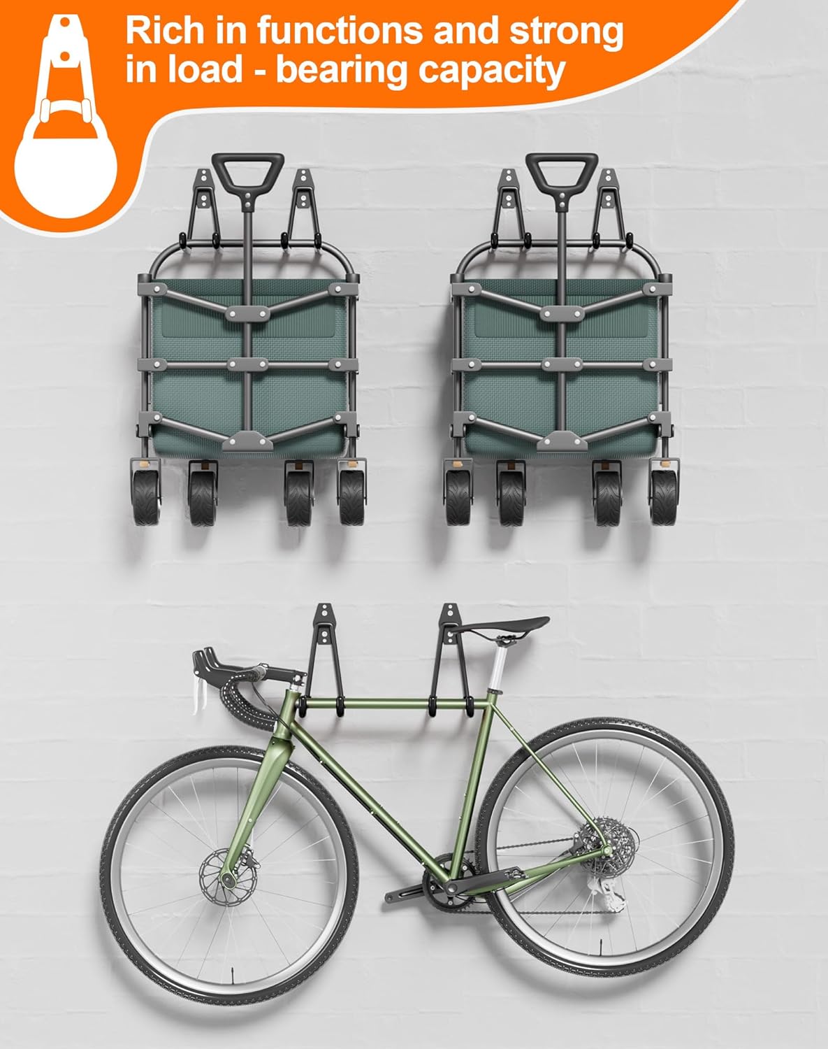 QcoQce 15 Pack Garage Hooks Heavy Duty with 2 Extension Cord Straps,Garage Storage Hooks, Wall Mount Hooks, Garage Organization and Tool Hangers for Bike, Ladder, Ropes and Garden Tools