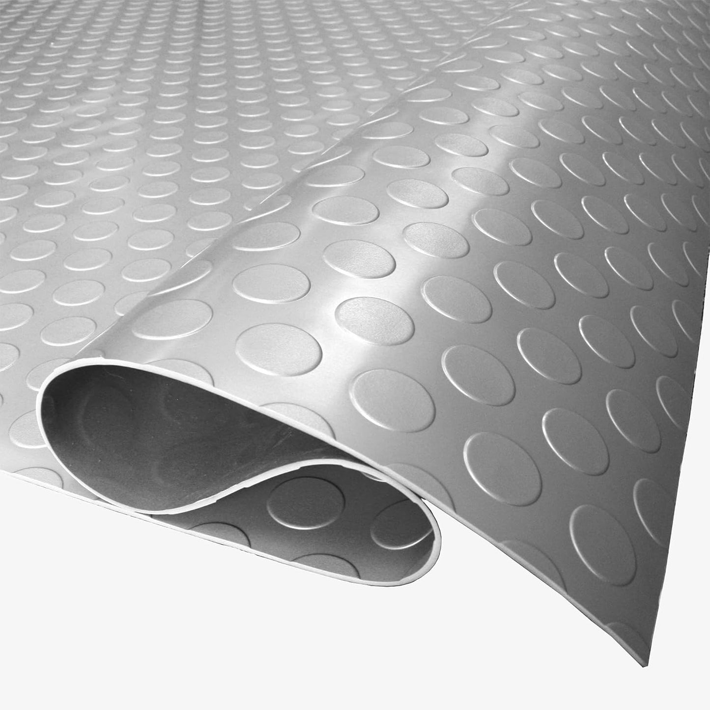 IncStores 2.5mm Thick Commercial-Grade Nitro Roll Garage Floor Mat | Flexible Vinyl Floor Mat for a Stronger and Safer Garage, Workshop, or Trailer | Coin-Top, Stainless Steel, 7.5' x 140'