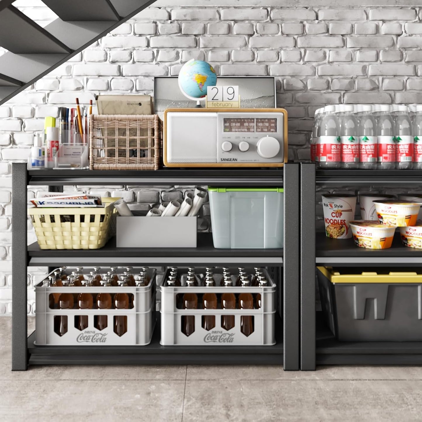 3-Tier Garage Shelving Heavy Duty，48" W Metal Shelving Unit for Garage, 1650 lbs Load Capacity Utility Rack Shelves＆ Garage Shelves, 48”W x 18”D x 39”H(Black)