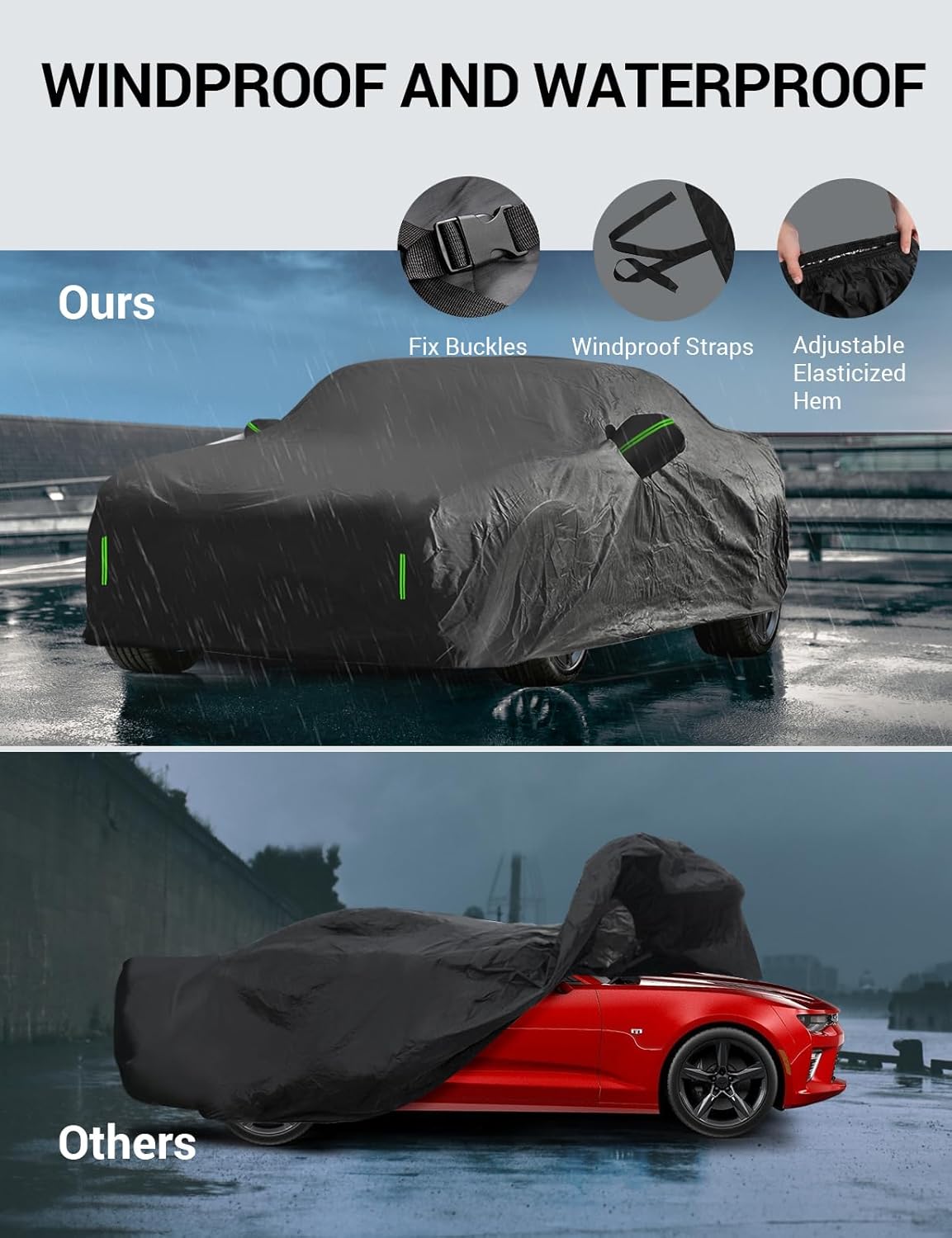 Proadsy 2025 Upgrade Car Cover Custom Fit for Toyota Prius 2023 2024 2025, Waterproof All Weather for Automobiles, Full Exterior Cover Rain Snow Sun Protector Indoor Outdoor Car Cover