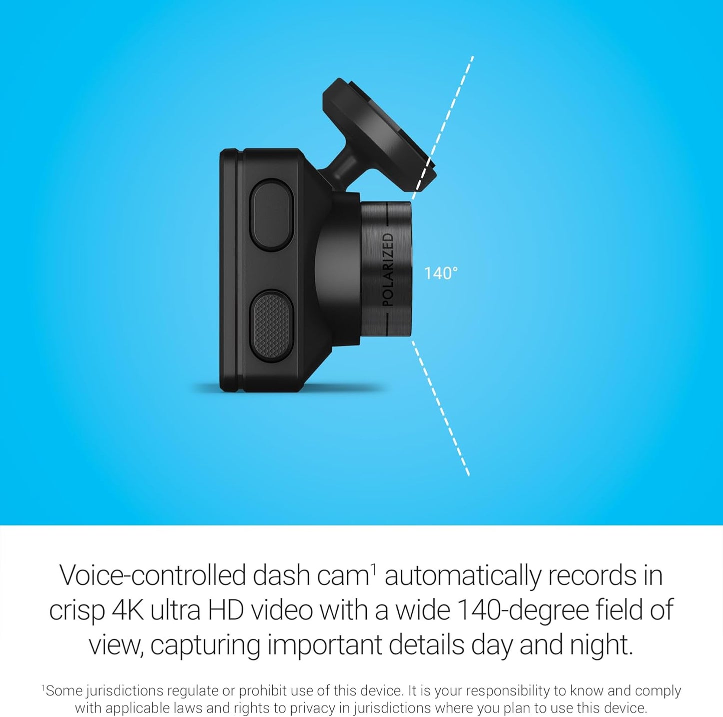 Garmin Dash Cam™ X310, Compact 4k Ultra HD Touchscreen Dash Cam with a 140-degree Field of View, Built in Clarity™ Polarizer, Voice Controlled, GPS, 2.4” Display, Automatic Recording
