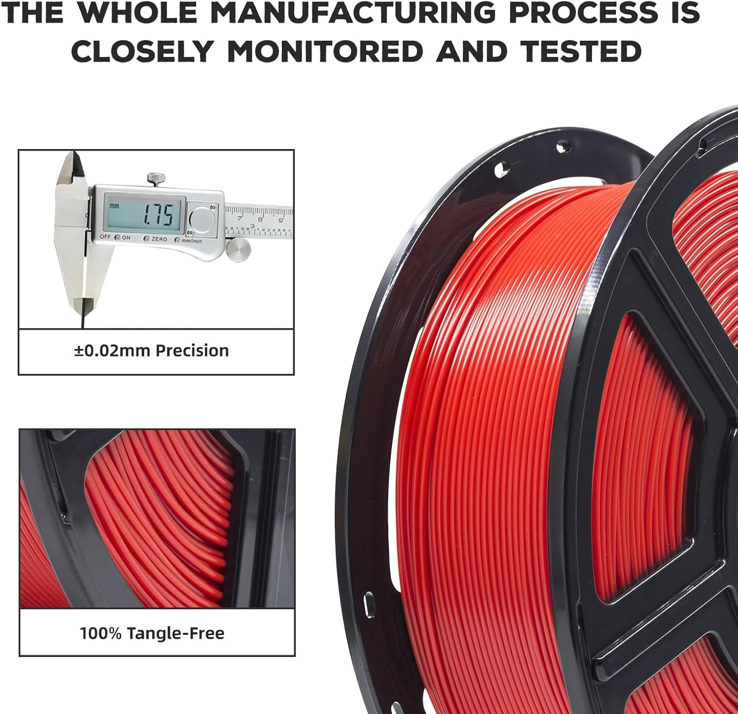 FLASHFORGE PLA Filament 1.75mm Red, 3D Printer Filament 1kg (2.2lbs) Spool, Dimensional Accuracy +/- 0.02mm, 3D Printing Filament Easy to Use and Fits for Most FDM 3D Printers