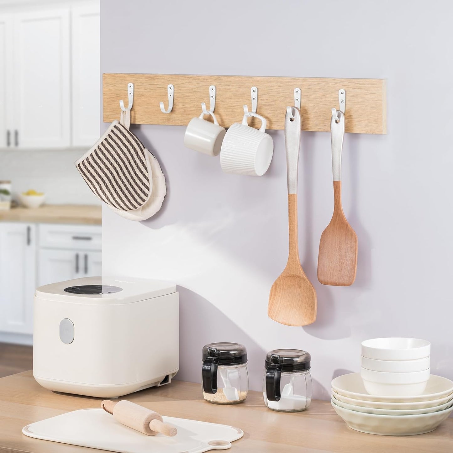 15Pcs Wall Hooks for Bathroom, Kitchen, Closet, and Garage - White Metal Hooks for Hanging Coats, Towels, Hats, Keys, Bags, and Coffee Cups - Holds Up to 40 lbs