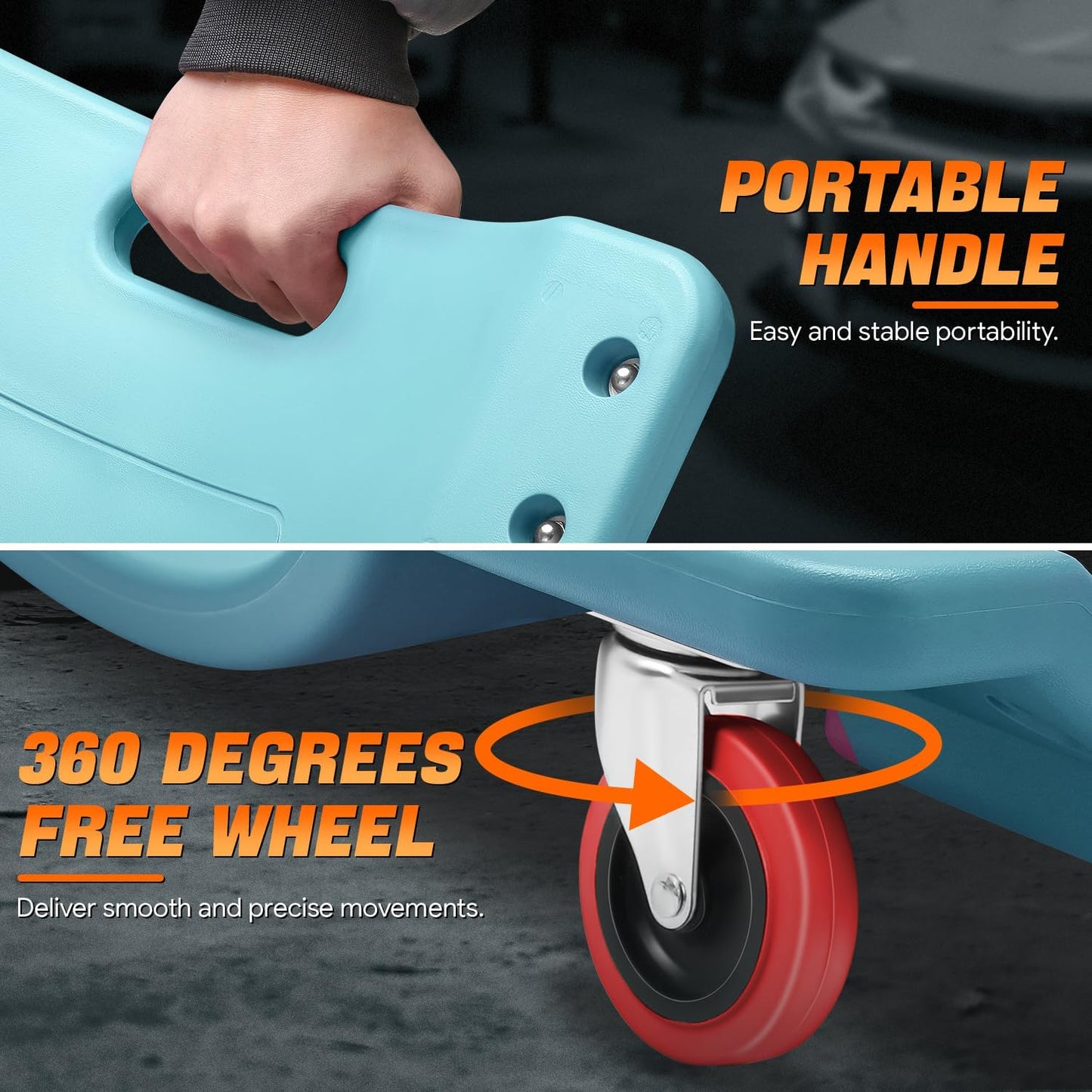 DNA MOTORING 36" L X 17" W x 4.25" H Vehicle Repair Low Profile Automotive Creeper w/Padded Headrest, Tiffany Blue, TOOLS-00201-TB