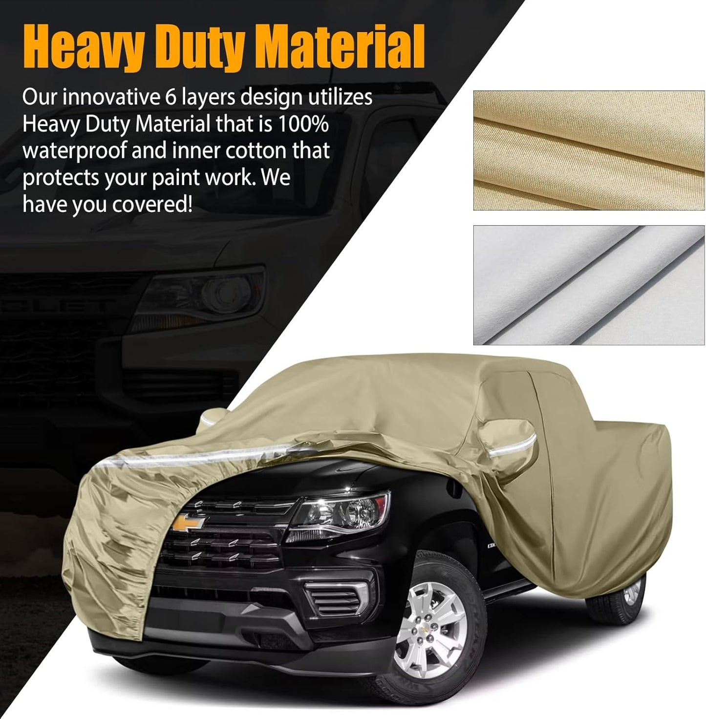 Waterproof Truck Covers Replace for 2005-2025 Toyota Tacoma Double Cab 5ft, Multilayer Heavy Duty with Cotton Liner All Weather Car Cover with Zipper Door, Windproof Bands for Snow Rain Protection