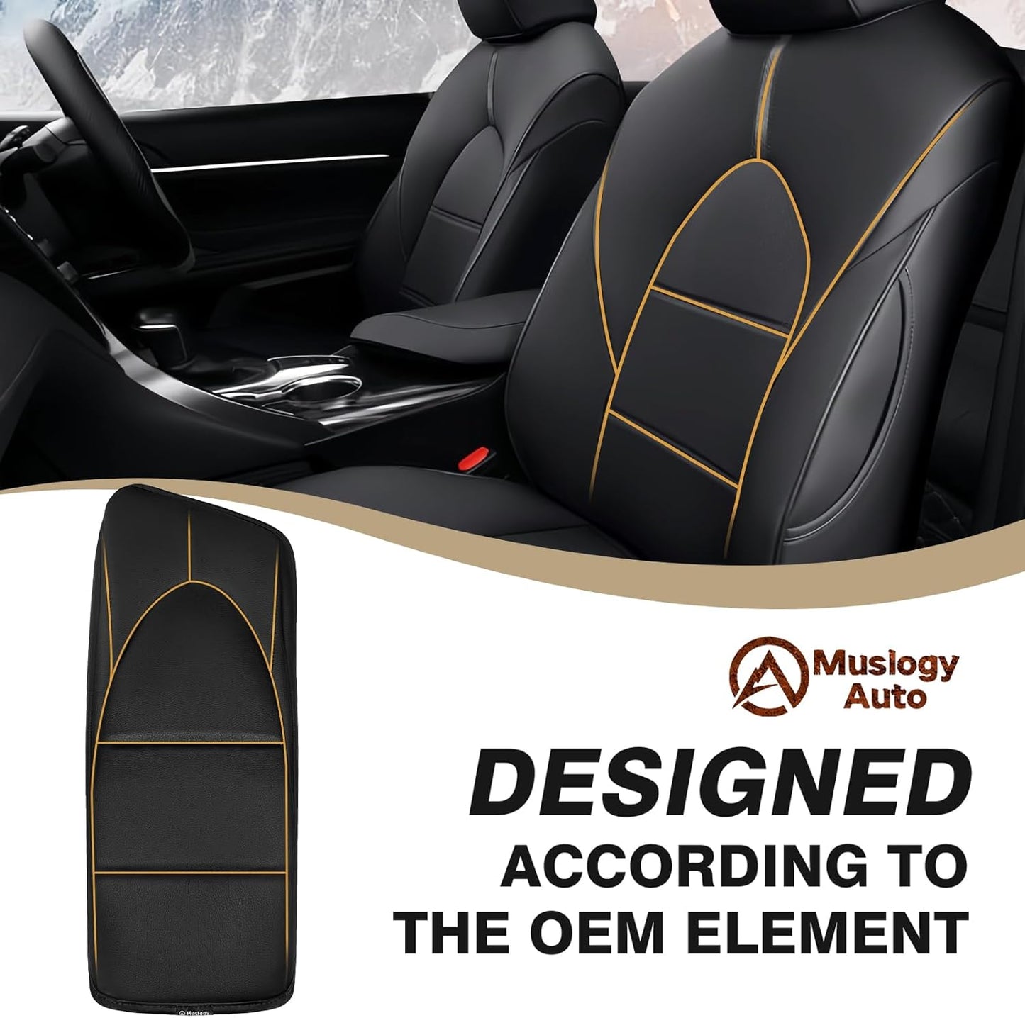 Muslogy Center Console Armrest Cover Compatible with Toyota Camry 2018-2024 Comfort Armrest Pad Arm Rest Cushion Vegan Leather Protector Regular Thick