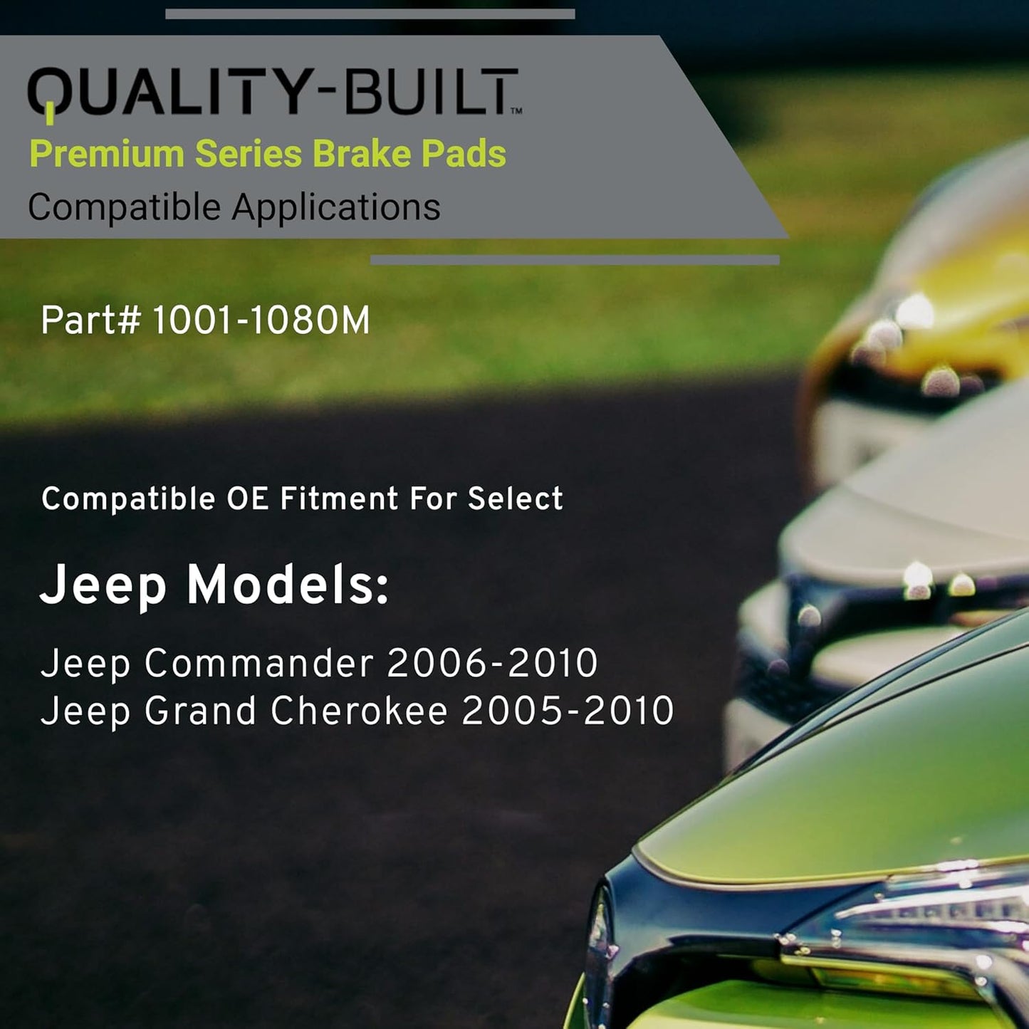 Premium Semi-Metallic Front Brake Pads (1001-1080M) Compatible with Jeep Commander 2006-2010, Jeep Grand Cherokee 2005-2010