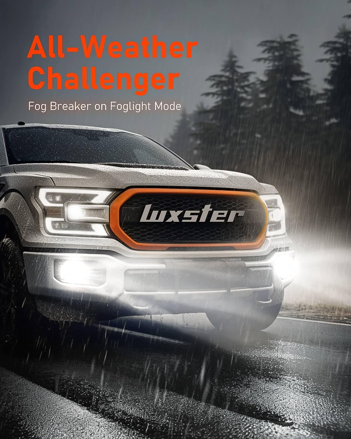 LUXSTER | Punisher 9007 HB5 LED Bulbs, 40000LM Ultra Bright, Triple Copper Pipes Cooling Tech(Unique), Dual Beam, Plug-N-Play Installation, 6000K Pure White, IP68 Waterproof Foglight, Pack of 2