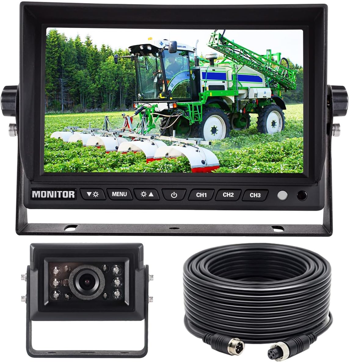 AHD 1080P, 9" Wired Monitor Rear View Reverse Backup Night Vision Camera System, Waterproof IP 69k Camera for Agriculture Farm Tractor, Truck, Forklift, Heavy Equipment, Excavator, Skid Steer