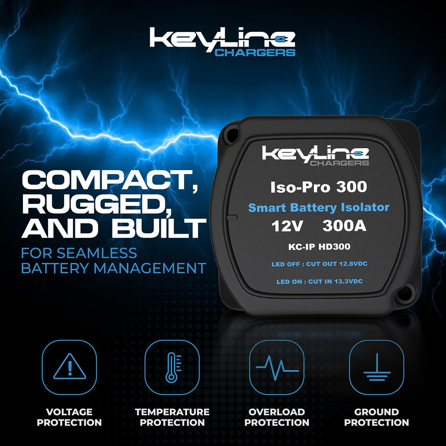 Dual Battery Isolator Kit Heavy Duty 300 AMP 1000 AMP Peak Voltage Sensitive Relay VSR for 12 Volt Systems - Works with All Batteries Types Including Lithium and LiFePO4