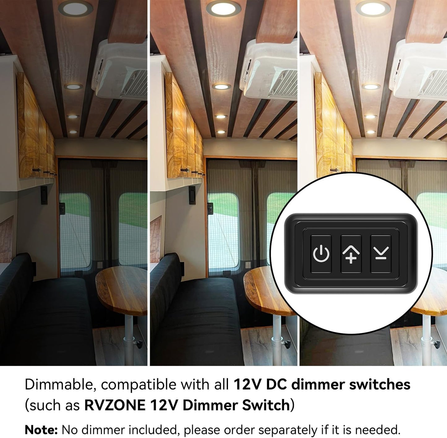 12 Volt LED Puck Light RV Boat Recessed Ceiling Light Super Slim LED Panel Light with Hole Puncher DC 12V 3W Full Aluminum Downlights 6 Pack,2700-3200k