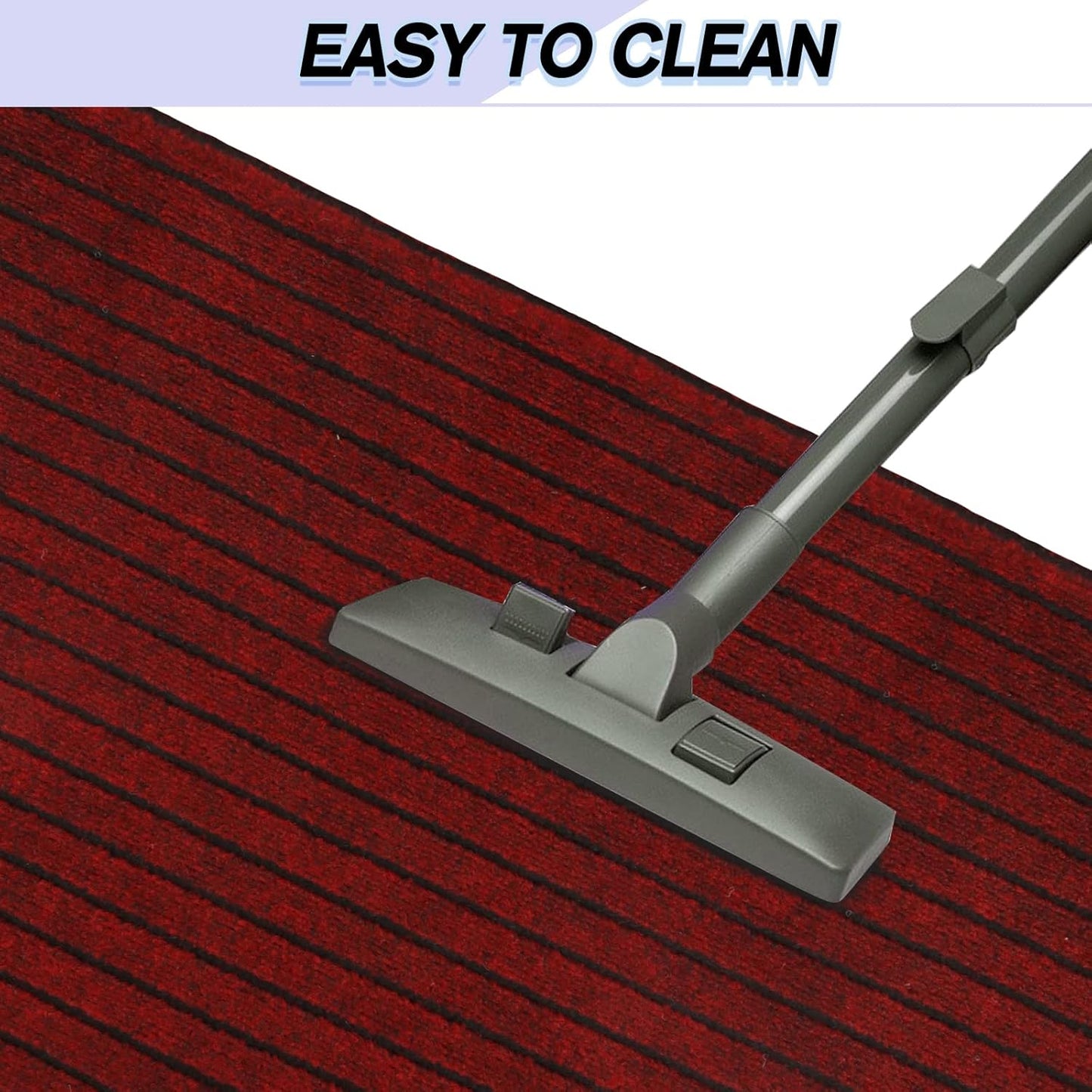 Custom Size Backed Non-Slip Area Rugs Runner, Easy Clean, Waterproof Runner Rugs for Hallway Entryway, Kitchen, Laundry, 4FT x 56FT, Red Stripe