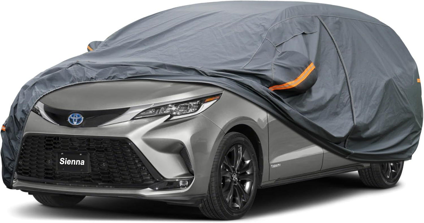 Premium Car Cover Custom Fit Toyota Sienna (1997-2025), 16 Layers Heavy Duty Car Cover Waterproof All Weather with Zipper Door for Sun Rain Snow Dust Uv Protection