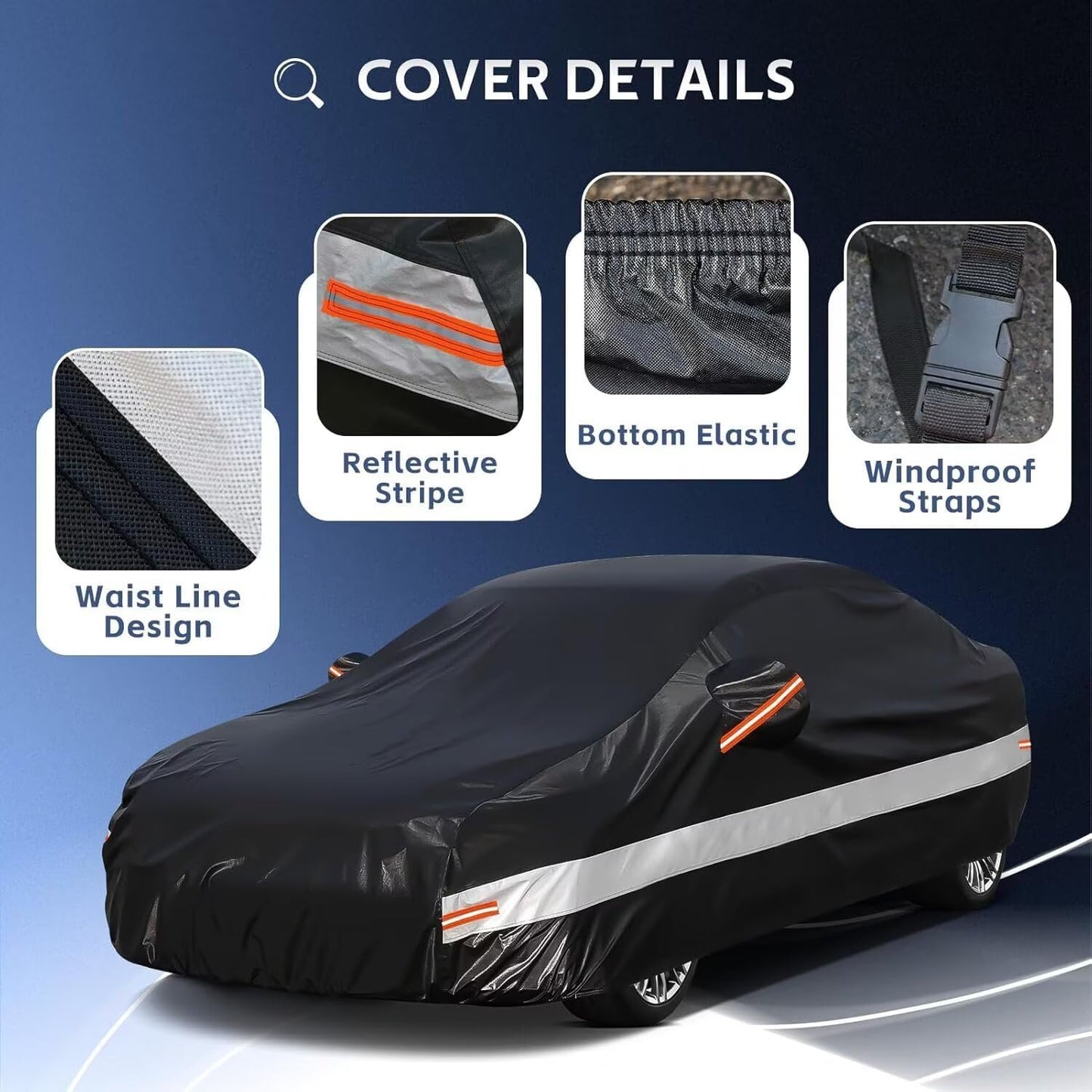 10 Layers Car Cover Custom Fit for Mercedes Benz C Class C250 C300 C43 C63 (1993-2025), Waterproof All Weather for Automobiles, Outdoor Full Cover Sun Dust Rain Protection with Cotton. Black