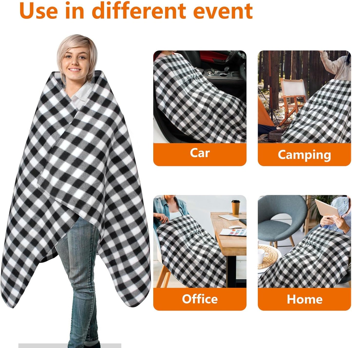 Electric Blanket,12 Volt Heated Blanket,Car Heated Travel Blanket, with a Timer, Warm Blanket for Cars,Office,Travelling (J, 57"x40")