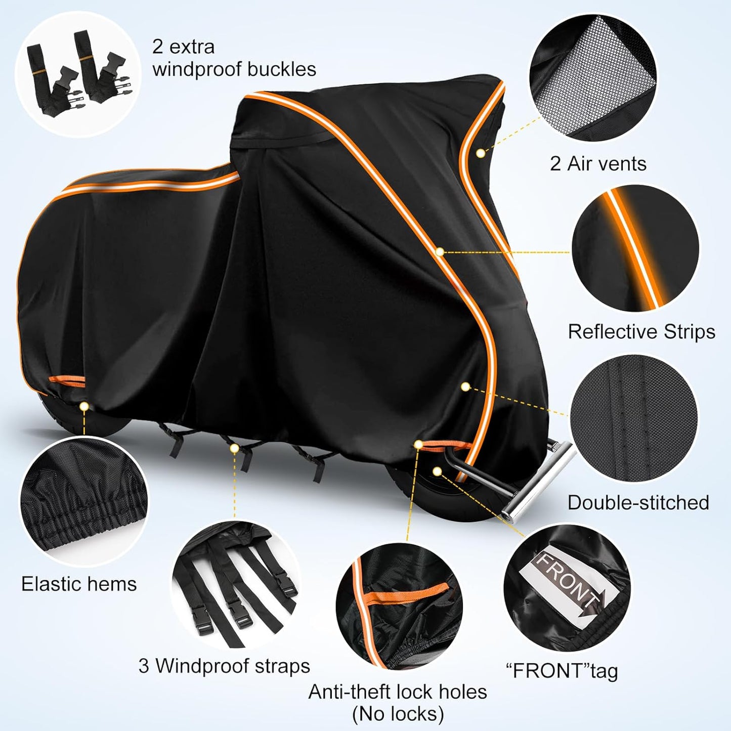 Waterproof Motorcycle Cover for Vespa GTV,Vespa GTS (300cc HPE, Super 300cc HPE, Super Sport 300cc HPE, Super TECH 300cc HPE), Outdoor 420D Bike Cover Windproof Heavy Duty Waterproof Protection