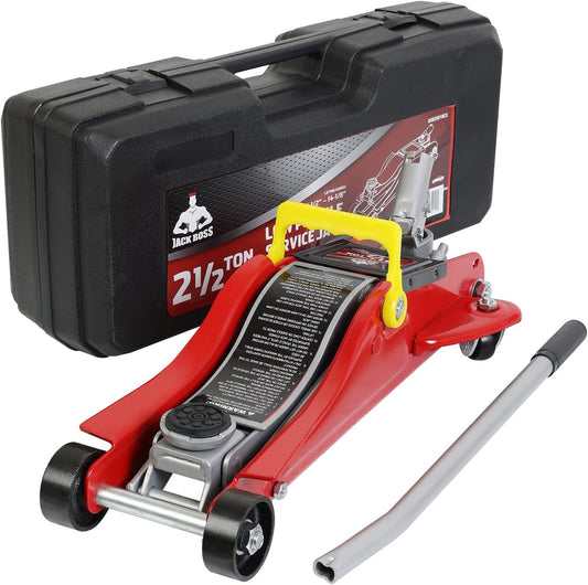 Floor Jack 2.5 Ton (5500 LBs) Hydraulic Low Profile Trolley Car Jack with Portable Storage Case, Lifting Range 3.5" to 14", Fit Use for Automotive Sedans, Red