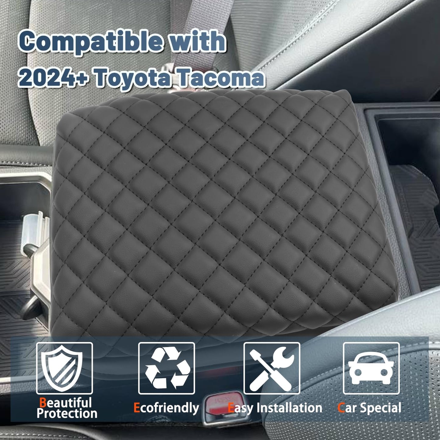 Ruiya 2024 2025 Tacoma Armrest Cover for Toyota Tacoma 2024 Accessories,Soft & Comfy Center Console Cover 2024 Tacoma Armrest Cover Compatible with 2024 Toyota Tacoma SR/SR5/Limited/TRD Sport/TRD Pro