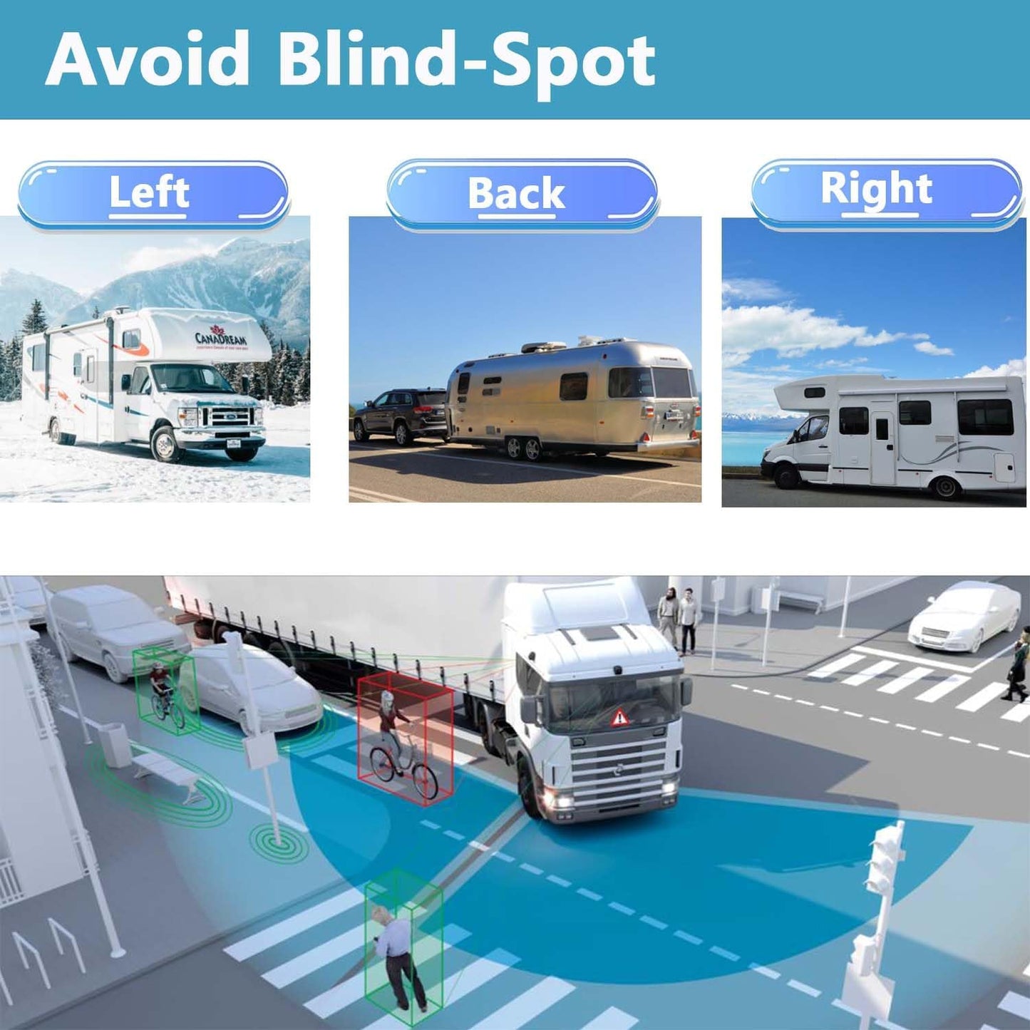 Wireless Touchable Screen 128GB Large Audio 1080P 2 Split Image 11 Inch Monitor Backup Camera Built-in DVR Video for RV Truck Trailer Skid Steer Rear Front Reversing DW102