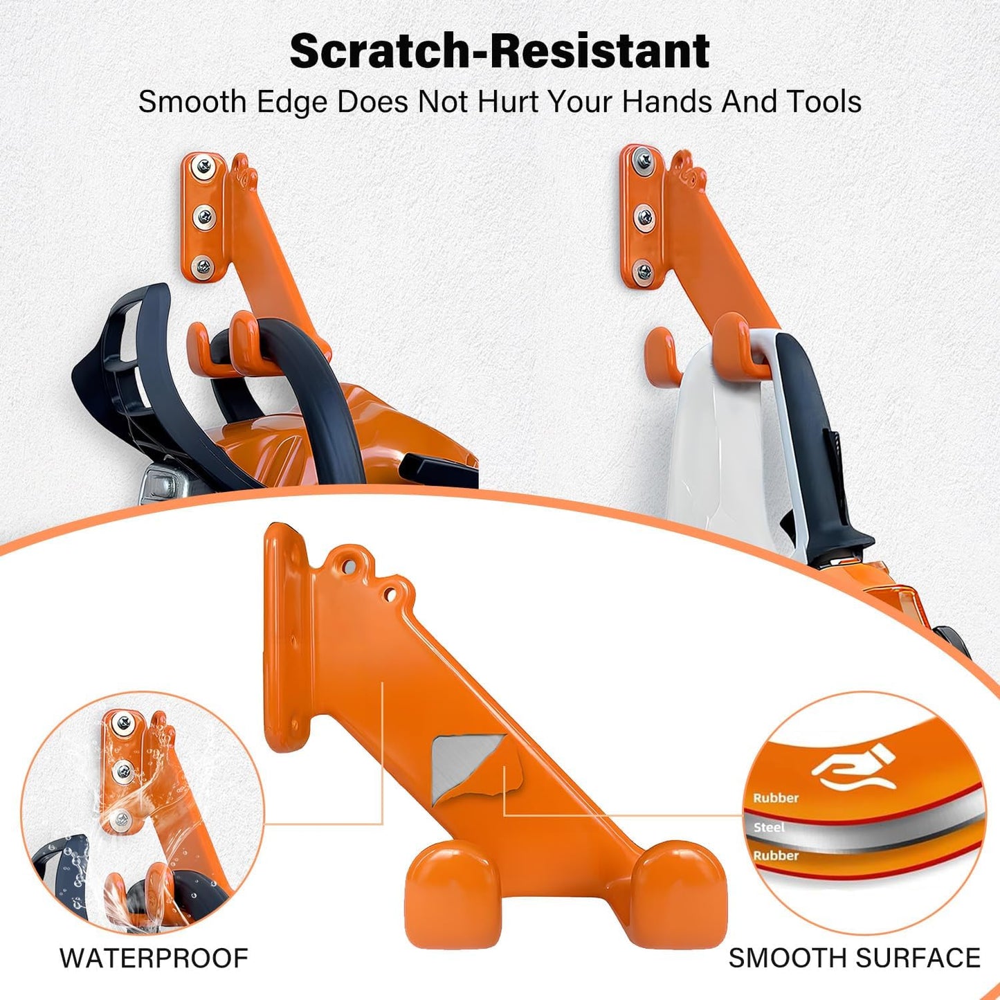 Chainsaw Hanger - 1Pack/2 Pack Chainsaw Holder, Heavy Duty Chainsaw Wall Mount, Garage Organization Garage Storage Shed Organizer Mounted Chainsaw Rack Tool Racks (2, Orange)