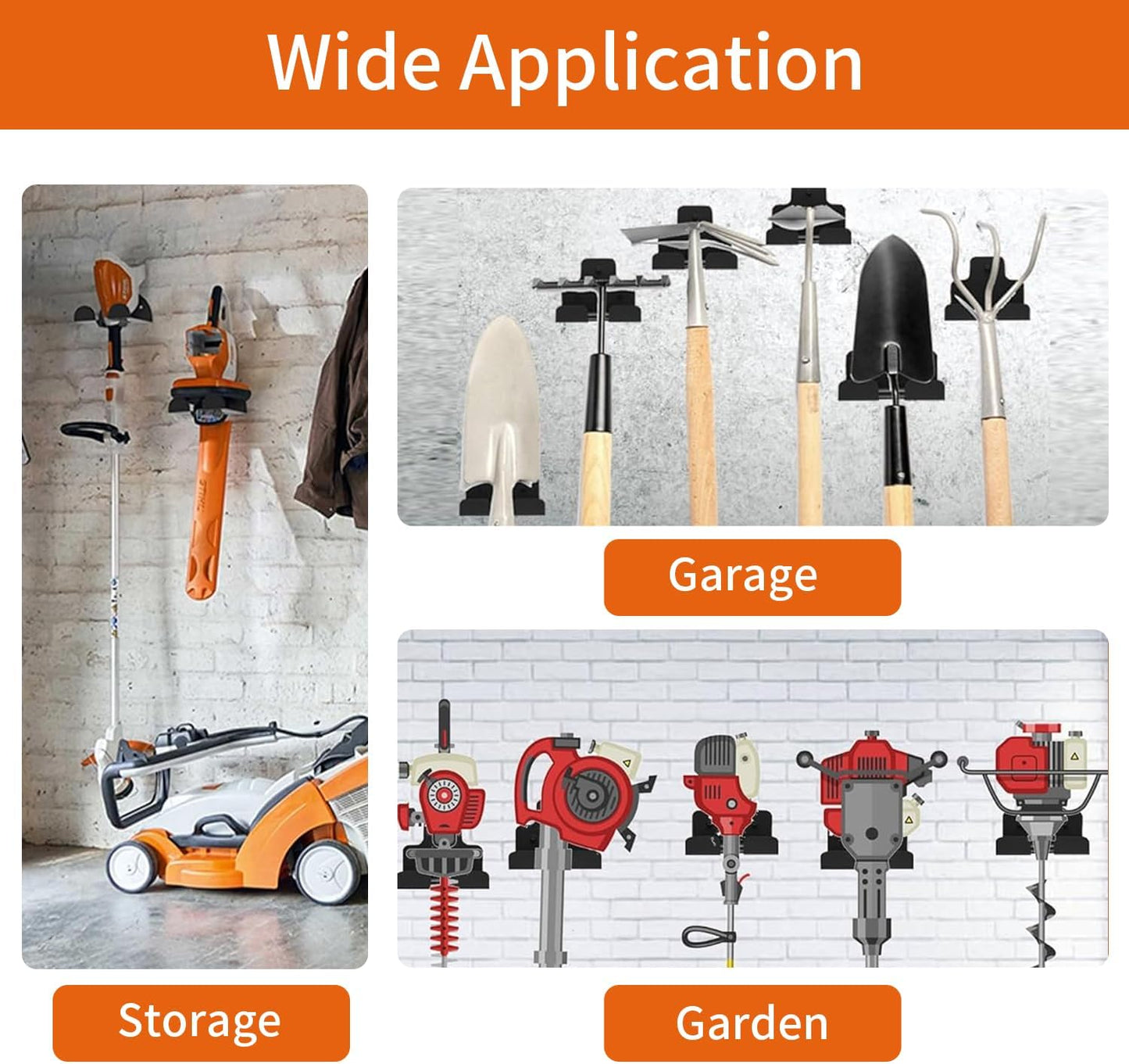 Weed Eater Hanger，Weedeater Rack Garage Organizer Trimmer Rack, Garden Power Tool Hanger Weed Whackers Holder Wall Mounted for Grass Trimmer, Hedge Trimmer, Garage Trimmer, Garden Tools,1 Pack