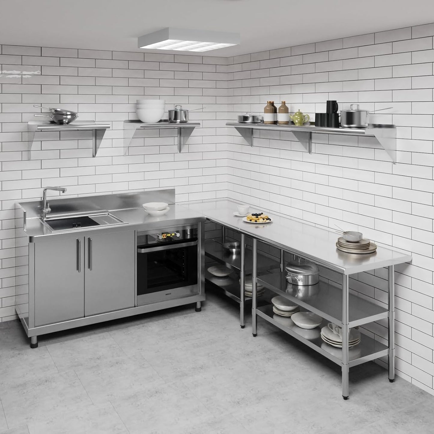 AmGood 72" Long X 12" Deep Stainless Steel Wall Shelf | NSF Certified | Appliance & Equipment Metal Shelving | Kitchen, Restaurant, Garage, Laundry, Utility Room