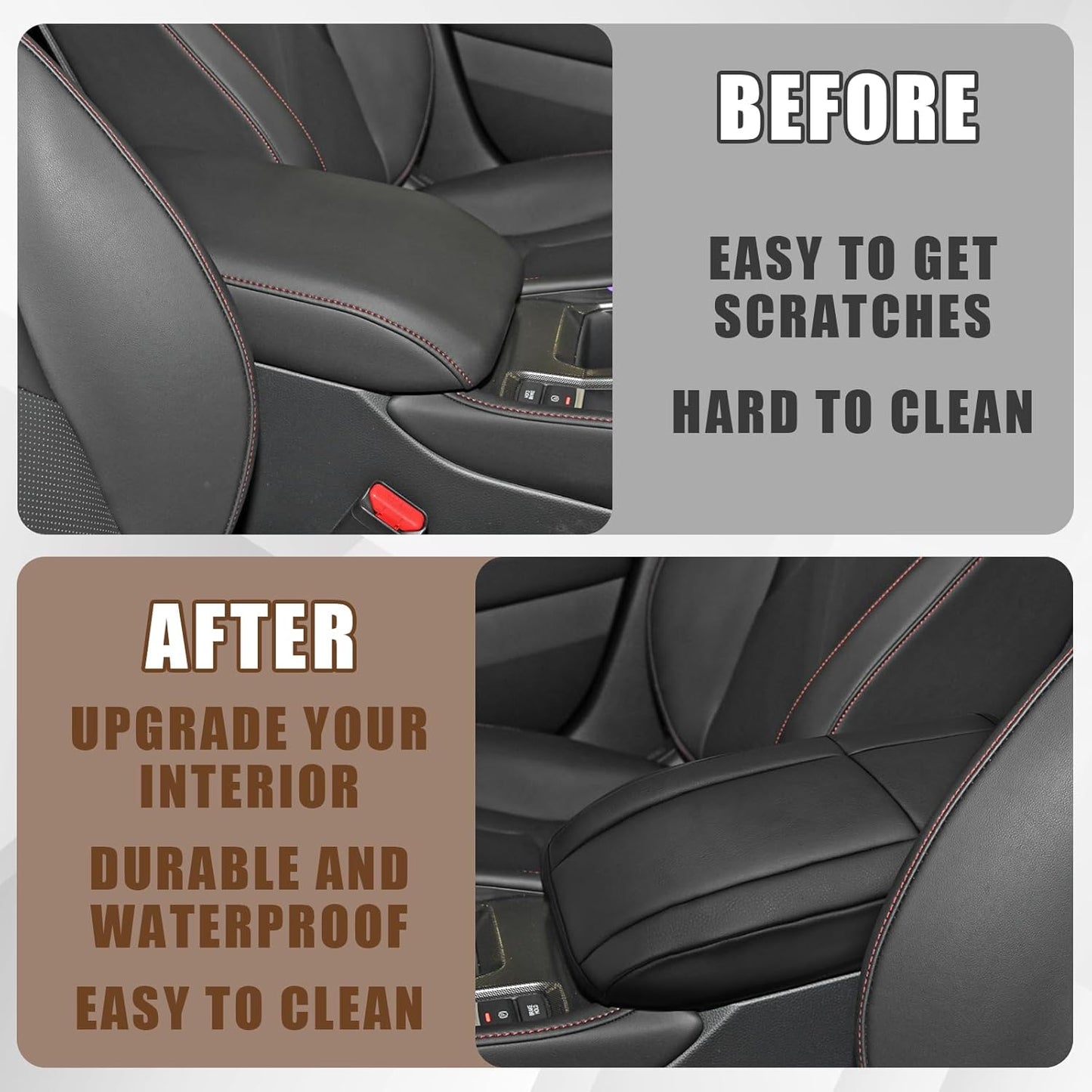 Muslogy for Accord 2025 2024 2023 Center Console Cover Armrest Pad Vegan Leather Extra Soft Armrest Lid Protector Compatible with Honda Accord LX EX Sport Hybrid EX-L Sport-L Touring (V1 Black)