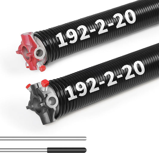 Pair of 2"Garage Door Torsion Springs Set with Non-Slip Winding Bars, Electrophoretic Coated (0.192X2"X20")
